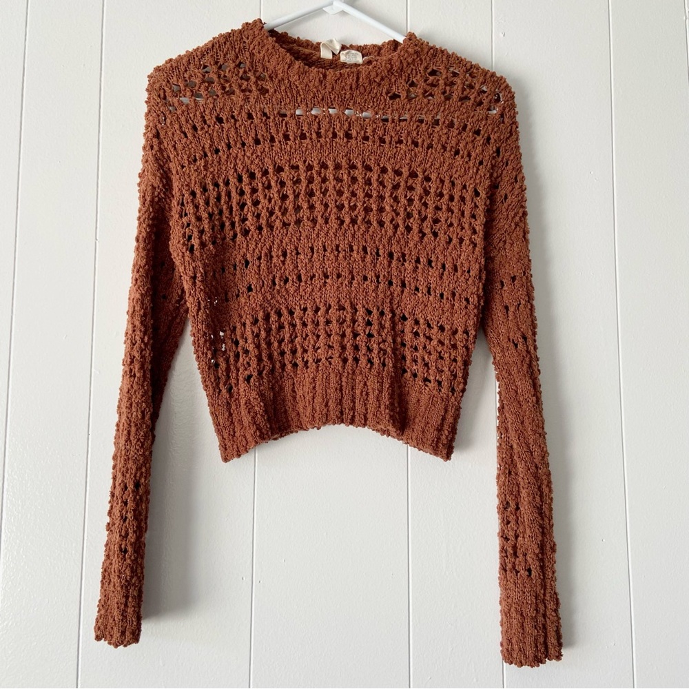 Sky & Sparrow knit long sleeve sweater | xsmall | brown
